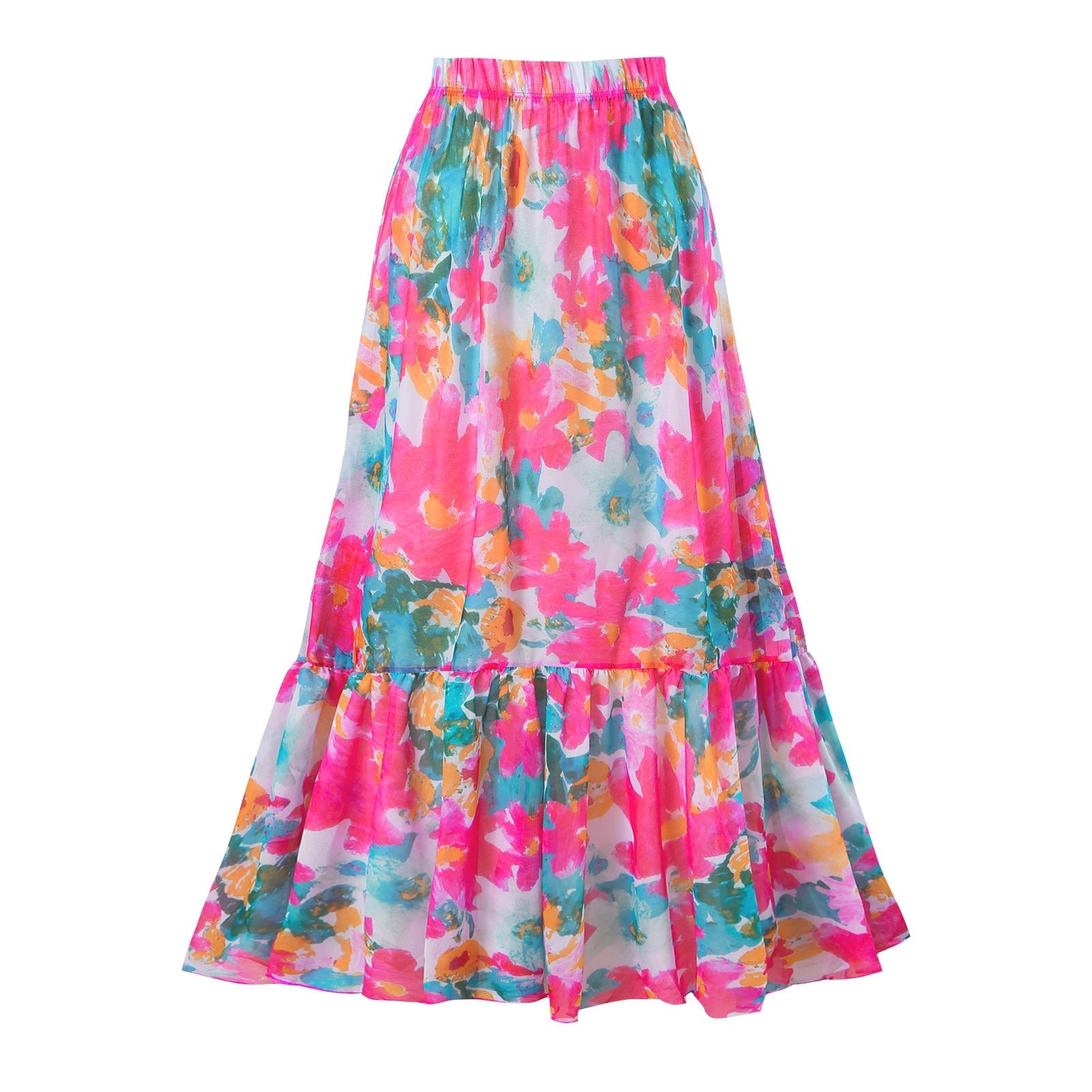 Siamese Conservative Swimsuit Printing Hollow Out Cutout Mesh Wrap Skirt Set Swimsuit Bella Mia